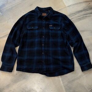 Orvis Classic Collection Blue & Black Plaid Flannel Shirt Men's XL